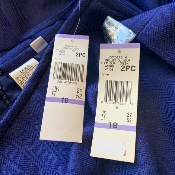 Le Suit Royal Blue Jacket and Skirt Set - Picture 6 of 7